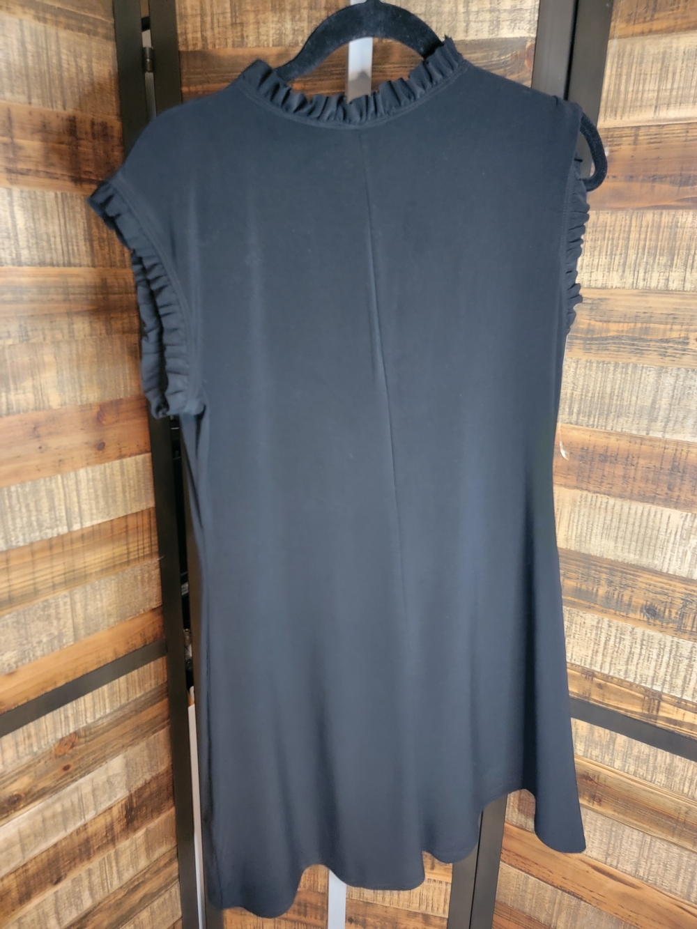Sleeveless Ruffle-Trim Mini Dress in Black - Picture 4 of 4